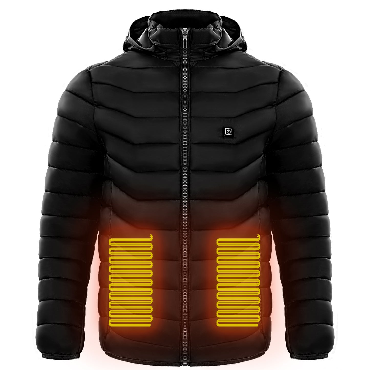 Men's Insulated Heated Puffer Jacket with Electric Heating and Hooded Windbreaker