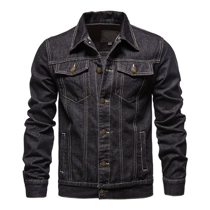 Men's Plus Size Lightweight Oversized Denim Jacket with Lapel and Button Closure