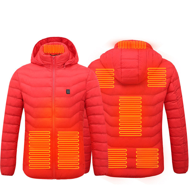 Men's Insulated Heated Puffer Jacket with Electric Heating and Hooded Windbreaker
