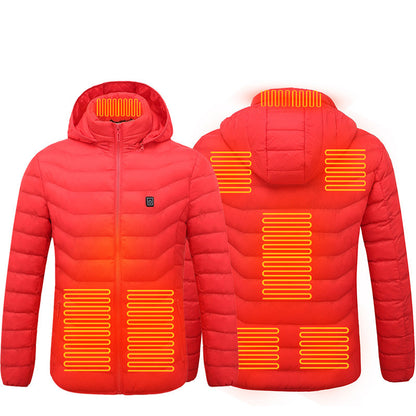 Men's Insulated Heated Puffer Jacket with Electric Heating and Hooded Windbreaker