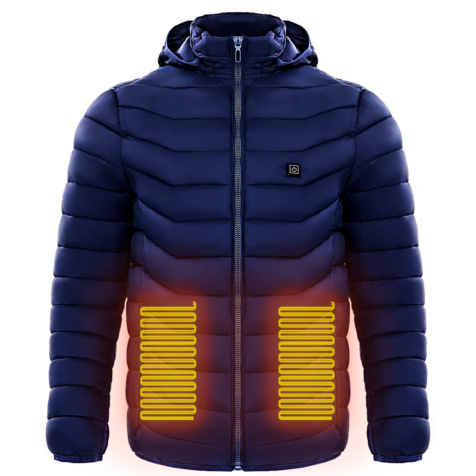 Men's Insulated Heated Puffer Jacket with Electric Heating and Hooded Windbreaker