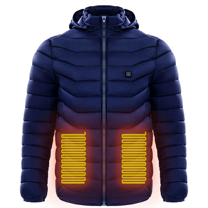 Men's Insulated Heated Puffer Jacket with Electric Heating and Hooded Windbreaker