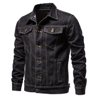 Men's Plus Size Lightweight Oversized Denim Jacket with Lapel and Button Closure