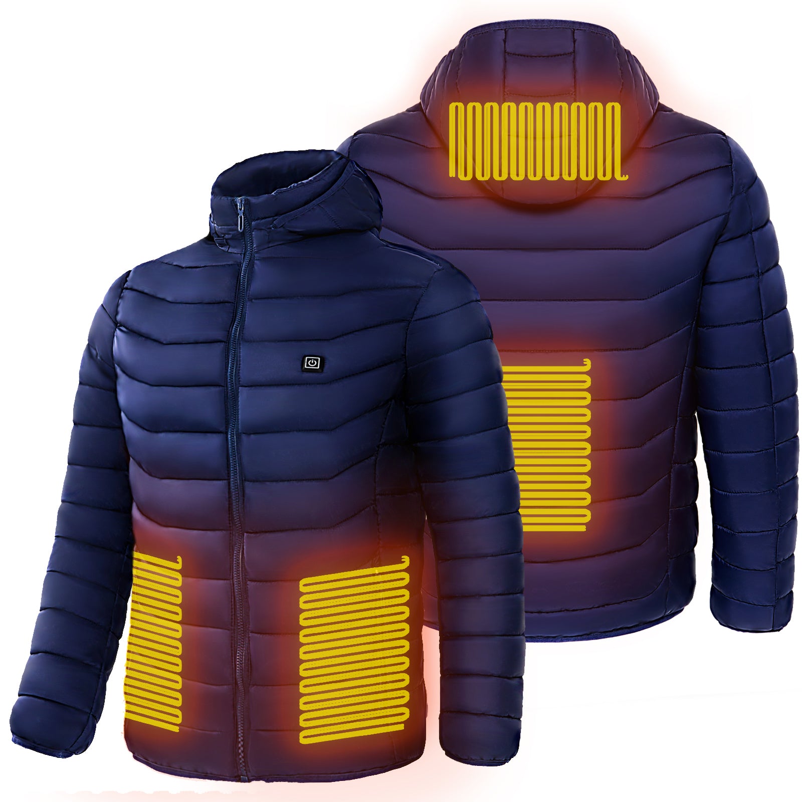 Men's Insulated Heated Puffer Jacket with Electric Heating and Hooded Windbreaker